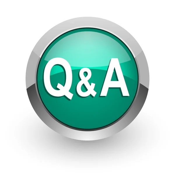 Question answer green glossy web icon — Stock Photo, Image