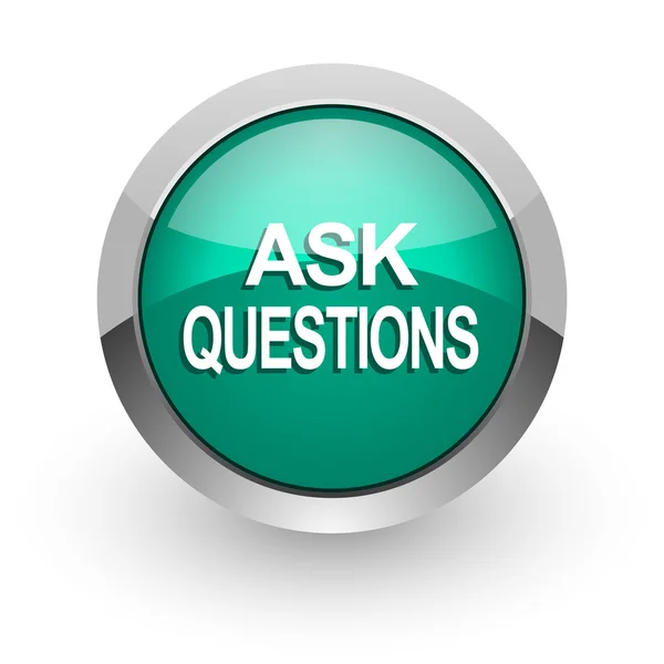 Ask questions green glossy web icon — Stock Photo, Image