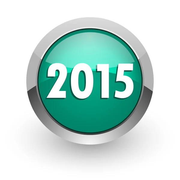 Nuevo año 2015 icono web brillante verde —  Fotos de Stock