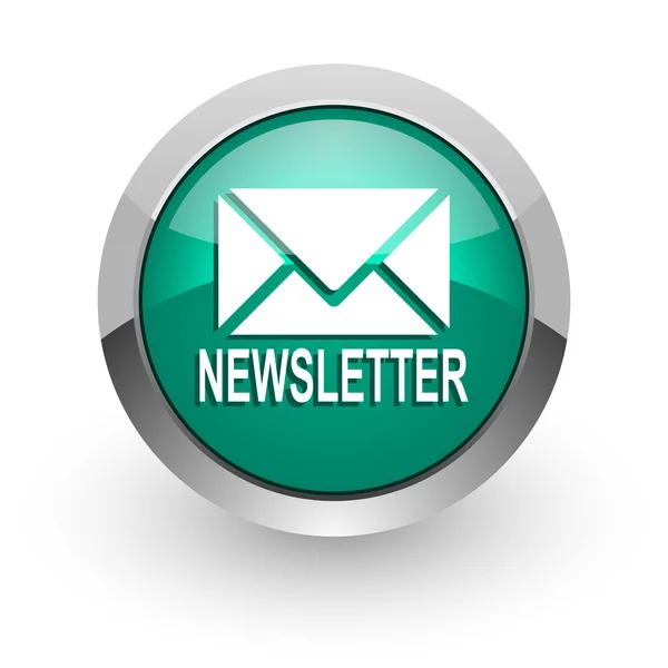 Newsletter green glossy web icon — Stock Photo, Image