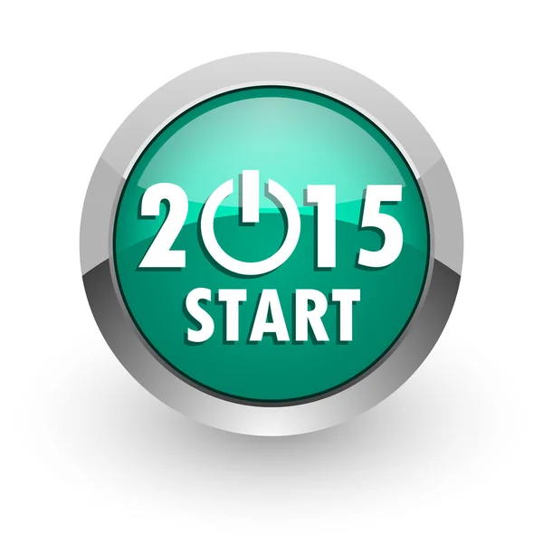 Nuevo año 2015 icono web brillante verde —  Fotos de Stock