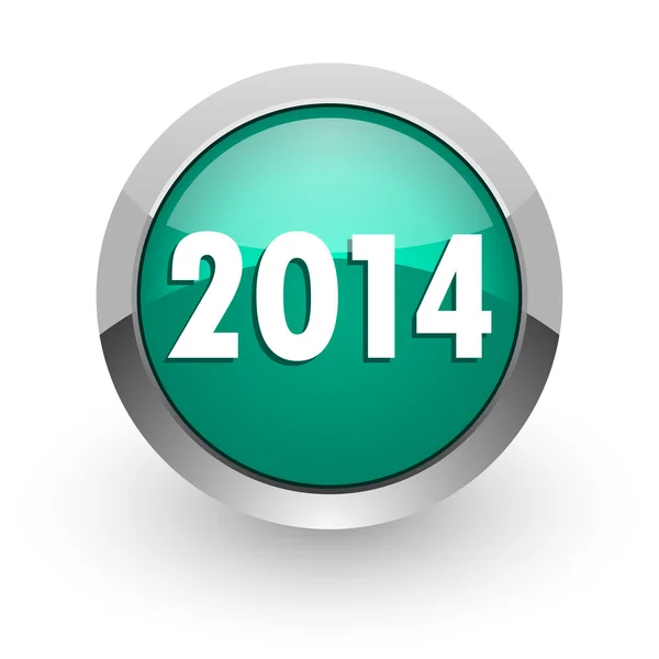 Year 2014 green glossy web icon — Stock Photo, Image