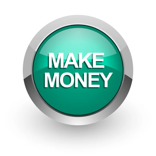 Fazer dinheiro ícone web brilhante verde — Fotografia de Stock