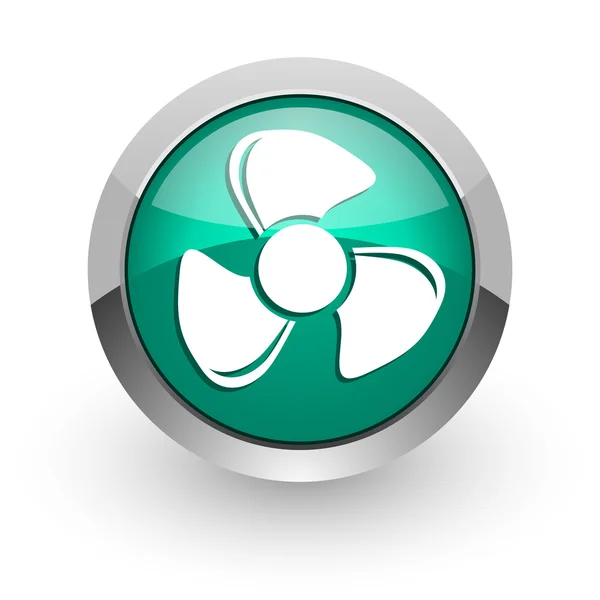 Вентилятор зелений глянсовий веб значок — стокове фото