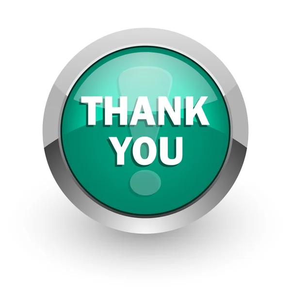 Thank you green glossy web icon — Stock Photo, Image