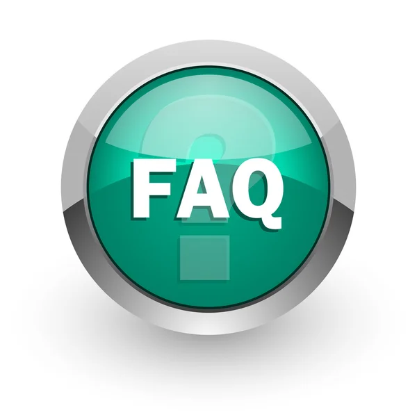 Εικονίδιο πράσινο γυαλιστερό web FAQ — Φωτογραφία Αρχείου