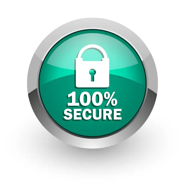 Secure green glossy web icon — Stock Photo, Image