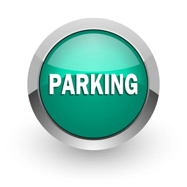 Ikona zelené lesklé webové parkování — Stock fotografie