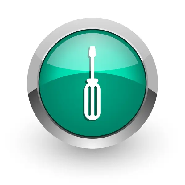 Tools green glossy web icon — Stock Photo, Image