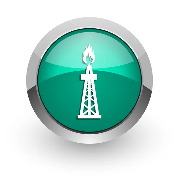 Gas green glossy web icon — Stock Photo, Image