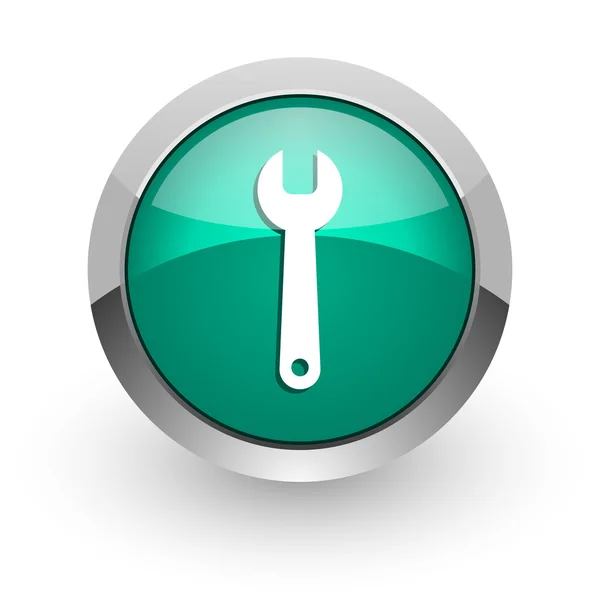 Narzędzia zielony WWW błyszczący ikona — Zdjęcie stockowe
