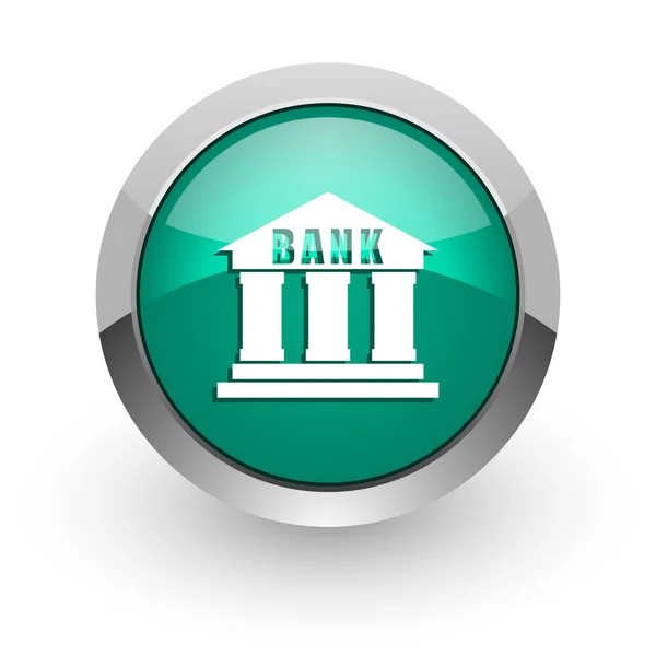 Зеленый глянцевый значок банка — стоковое фото
