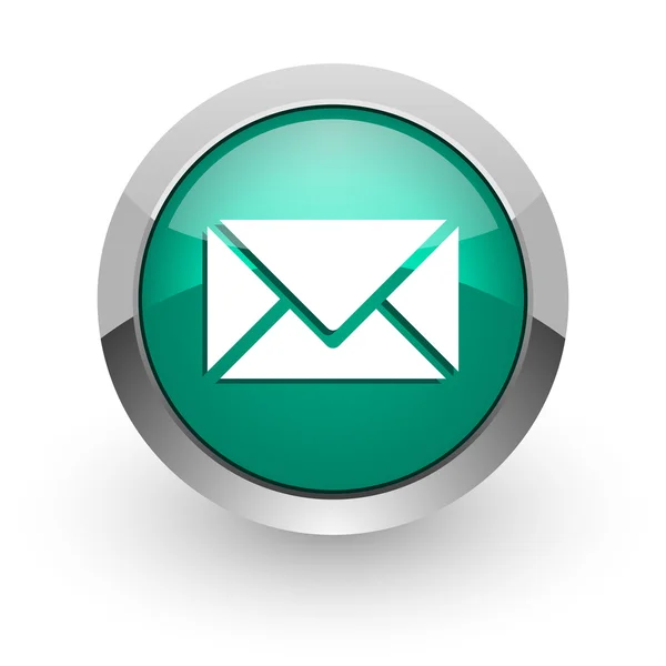 E-mail ícone web brilhante verde — Fotografia de Stock