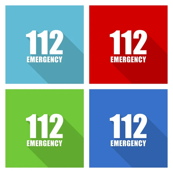 Number Emergency 112 Icon Set Flat Design Vector Illustration Eps — 스톡 사진
