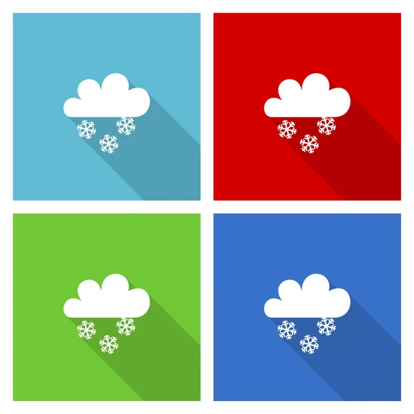 Σετ Εικονίδιο Snowing Επίπεδη Σχεδίαση Διανυσματική Απεικόνιση Eps Για Web — Φωτογραφία Αρχείου