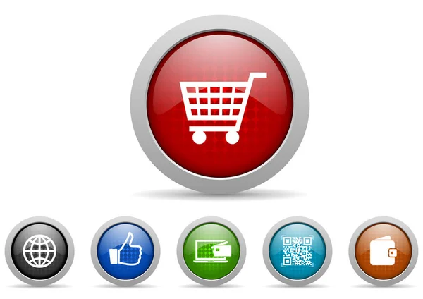 Business Och Handel Ikon Set Online Shopping Koncept Webbknappar — Stockfoto