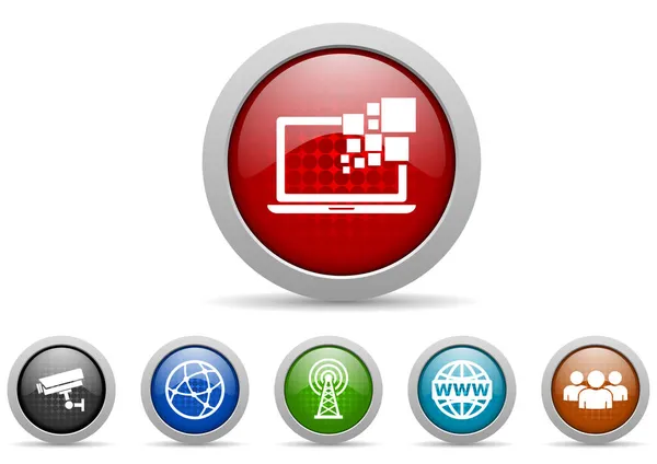 Web Design Technology Concept Icon Set Internet Social Media Buttons — Stock Photo, Image