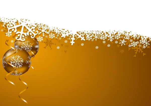 Natal Anos Novos Fundo Com Bolas Douradas Flocos Neve Design — Fotografia de Stock