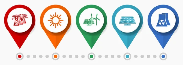 Web Internet Renewable Energy Power Concept Vector Icon Set Flat — ストック写真