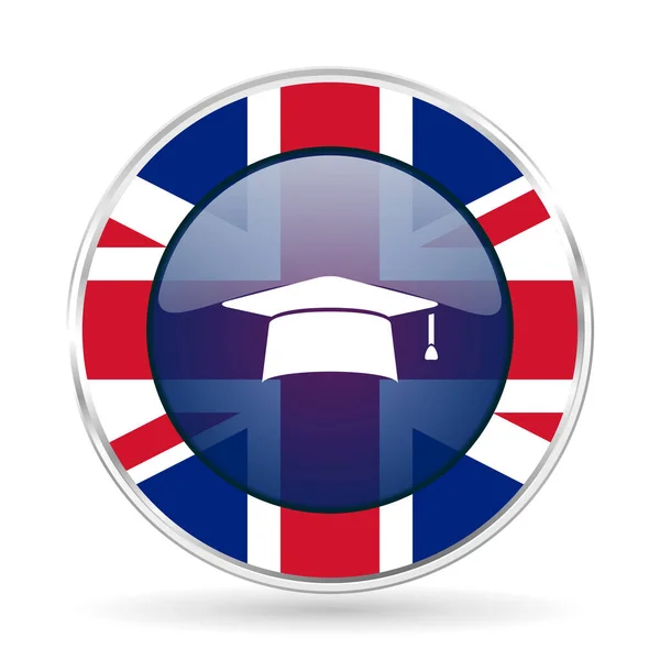 Graduation Cap Onderwijs Brits Design Web Icoon Ronde Glanzend Engels — Stockfoto