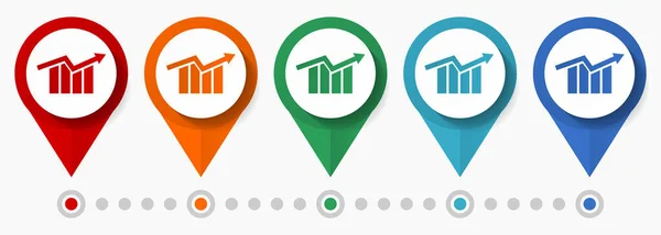 Diagramm Diagrammkonzept Vektor Icon Set Flache Design Business Zeiger Infografik — Stockvektor