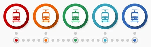 Метро Трубка Концепція Поїзда Векторний Набір Піктограм Плоский Дизайн Барвистих — стоковий вектор