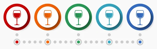 Ensemble Icônes Vectorielles Verre Alcoolisé Modèle Infographique Boutons Web Colorés — Image vectorielle