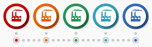 Fabrik Industrie Konzept Vektor Icon Set Infografik Vorlage Flaches Design — Stockvektor