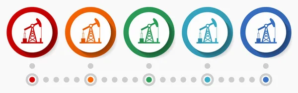 Petrol Oil Concept Векторний Набір Піктограм Інфографічний Шаблон Плоский Дизайн — стоковий вектор