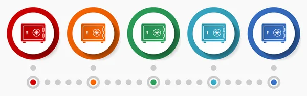 安全概念向量图标集 信息模板 平面设计五颜六色网页按钮选项 — 图库矢量图片