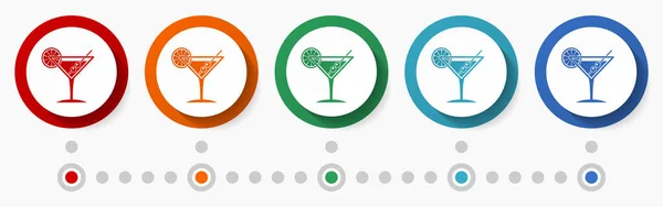 Trinken Alkohol Konzept Vektor Symbol Set Infografik Vorlage Flaches Design — Stockvektor