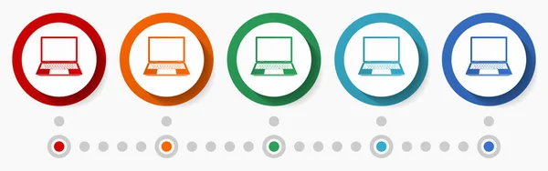 Ноутбук Ноутбук Концепт Векторный Набор Иконок Инфографический Шаблон Плоский Дизайн — стоковый вектор