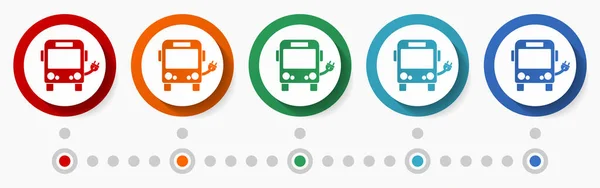 Electric Bus Concept Vector Icon Set Infographic Template Flat Design — ストックベクタ