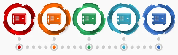银行概念向量图标集 5种颜色选项中的现代设计抽象Web按钮 网页设计和移动应用程序的信息图形模板 — 图库矢量图片