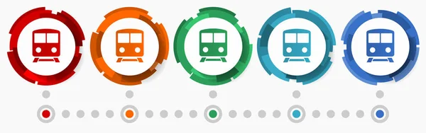 Subway Train Public Transport Concept Vector Icon Set Modern Design — Stock Vector