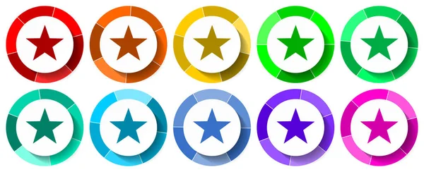 Набор Иконок Star Лучшая Иллюстрация Вектора Плоского Дизайна Цветовых Вариантах — стоковый вектор