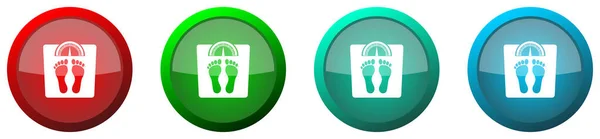 Peso Rotondo Lucido Web Icon Set Pulsanti Colorati Isolati Sfondo — Foto Stock