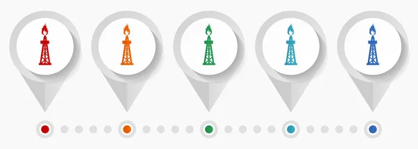 Icônes Vectorielles Concept Pétrole Gaz Gabarit Infographique Modifiable Ensemble Pointeurs — Image vectorielle