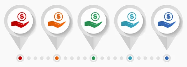 Money Bank Cash Concept Vector Icons Editable Infographic Template Set —  Vetores de Stock