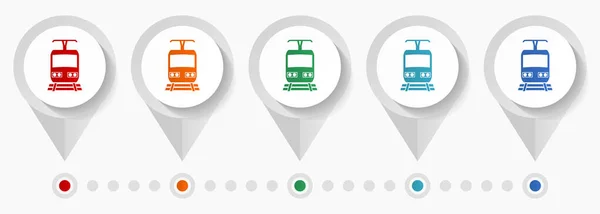 Subway Metro Train Concept Vector Icons Editable Infographic Template Set — Wektor stockowy