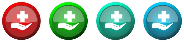 Hospital Medical Help Glossy Web Icon Set Colorful Buttons Isolated — Stockfoto