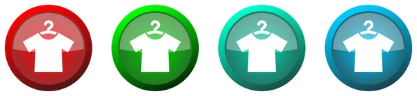 Moda Camicia Rotonda Lucida Web Icon Set Bottoni Colorati Isolati — Foto Stock