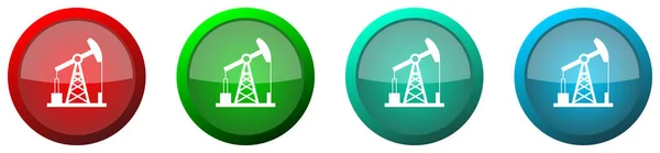 Industrial Oil Pump Glossy Web Icon Set Colorful Buttons Isolated — Stok fotoğraf