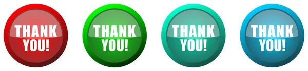 Thank You Glossy Web Icon Set Colorful Buttons Isolated White — Foto de Stock