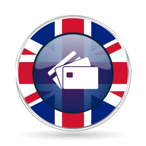 Credit Card Bank Financiën Brits Ontwerp Web Icoon Ronde Glanzend — Stockfoto