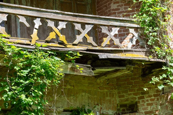 Ruins Old Wooden Terrace Historic Manor House Central Poland — Foto Stock