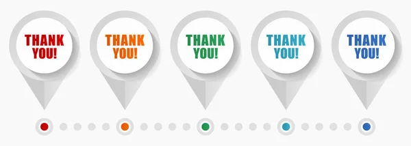 Thank You Concept Vector Icons Infographic Template Easy Edit Set — 图库矢量图片
