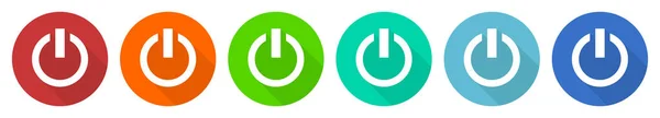 Power Button Icon Set Flat Design Vector Illustration Colors Options — Archivo Imágenes Vectoriales