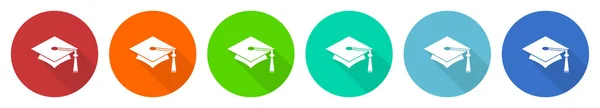 Education Icon Set Graduation Flat Design Vector Illustration Colors Options — Stock vektor