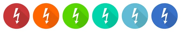 Electricity Power Energy Icon Set Flat Design Vector Illustration Colors — Stock vektor